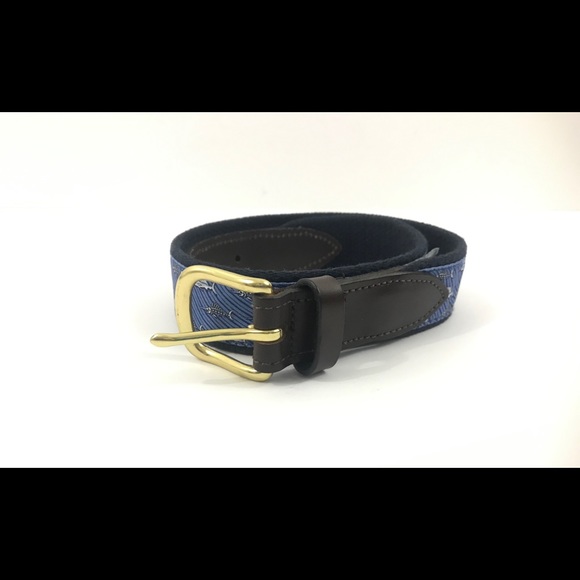 Vineyard Vines Kids Blue Fish Print Belt Size 24 - Picture 2 of 8